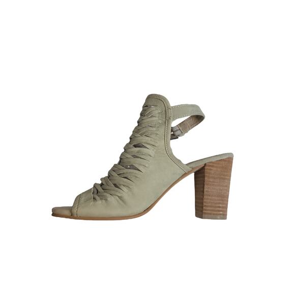 Sam Edelman Holly Leather Booties Light Greenish Beige Block Heel Ankle Size 7.5 - Picture 11 of 16